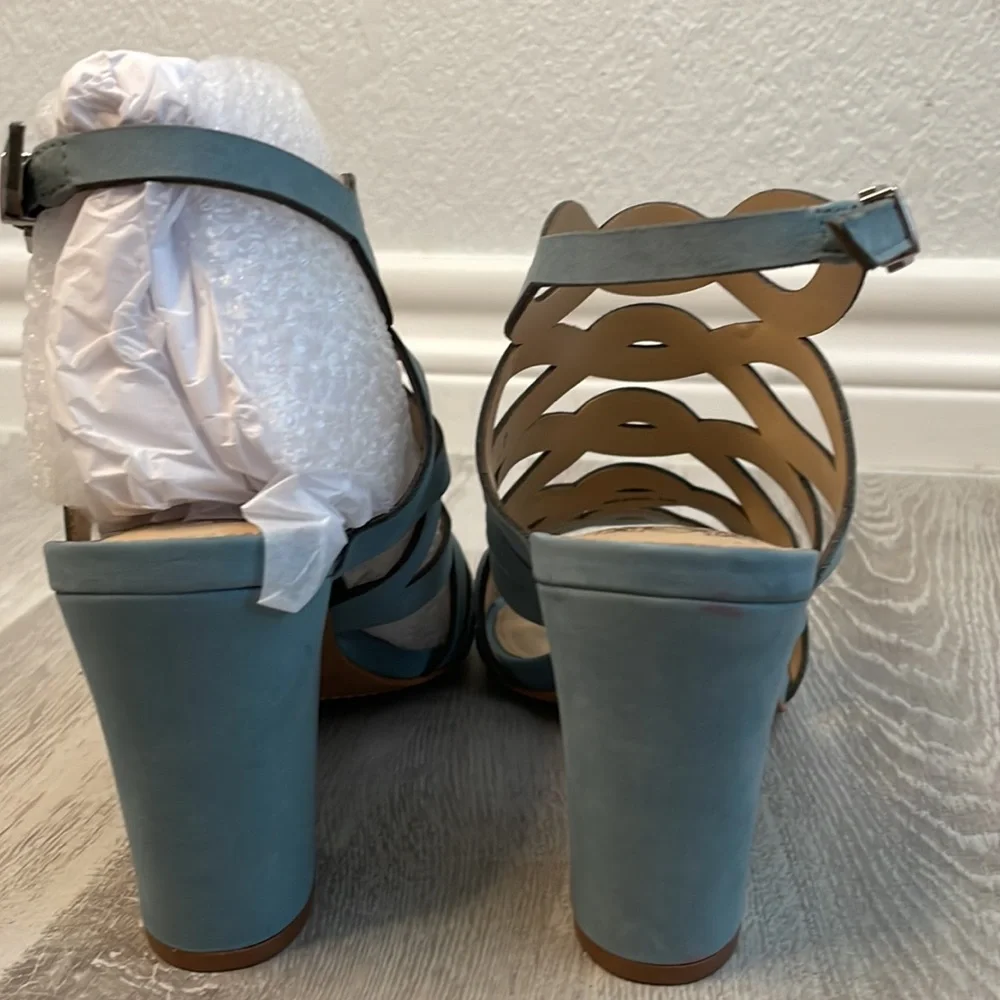 NIB Vince Camuto Norla Sage Nubuck Blue Suede Leather Heel Sandals 6.5 - Picture 5 of 7